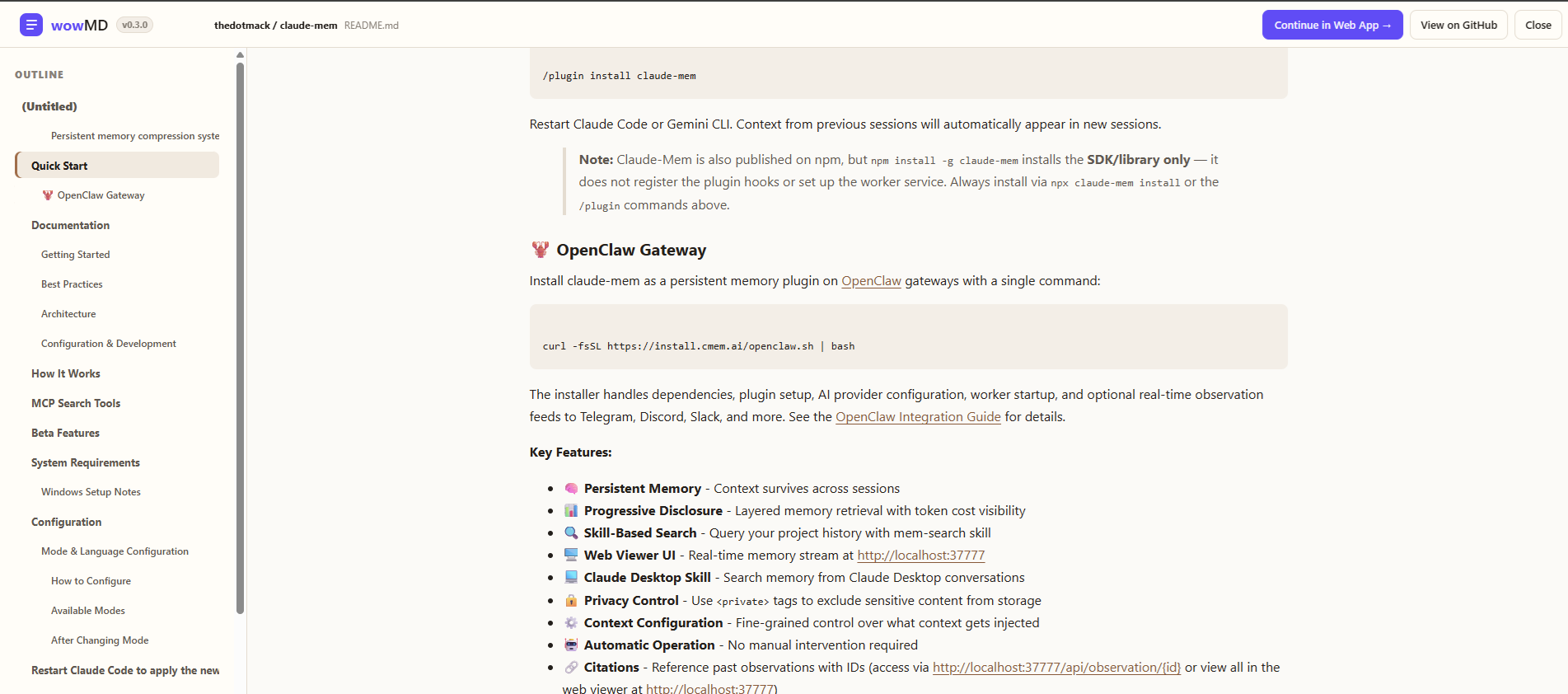 wowMD extension reader view
